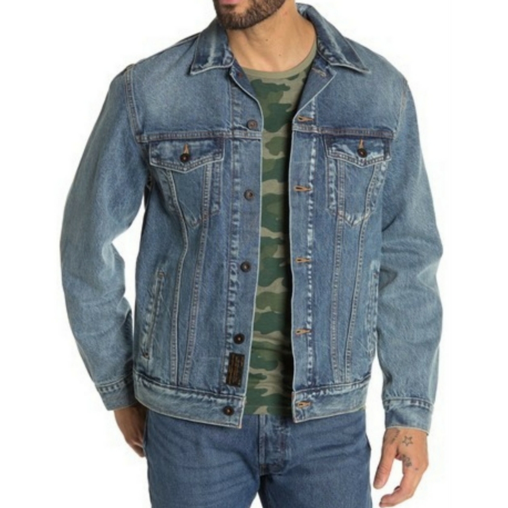 LEVI'S Jean Denim Trucker Jean Denim Jacket Large - Picture 1 of 4